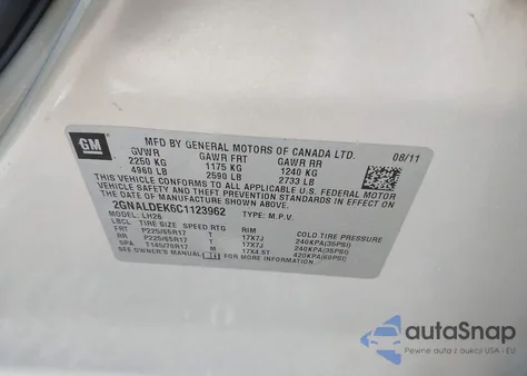 2012 Chevrolet Equinox 1Lt from USA, damaged, VIN 2GNALDEK6C1123962